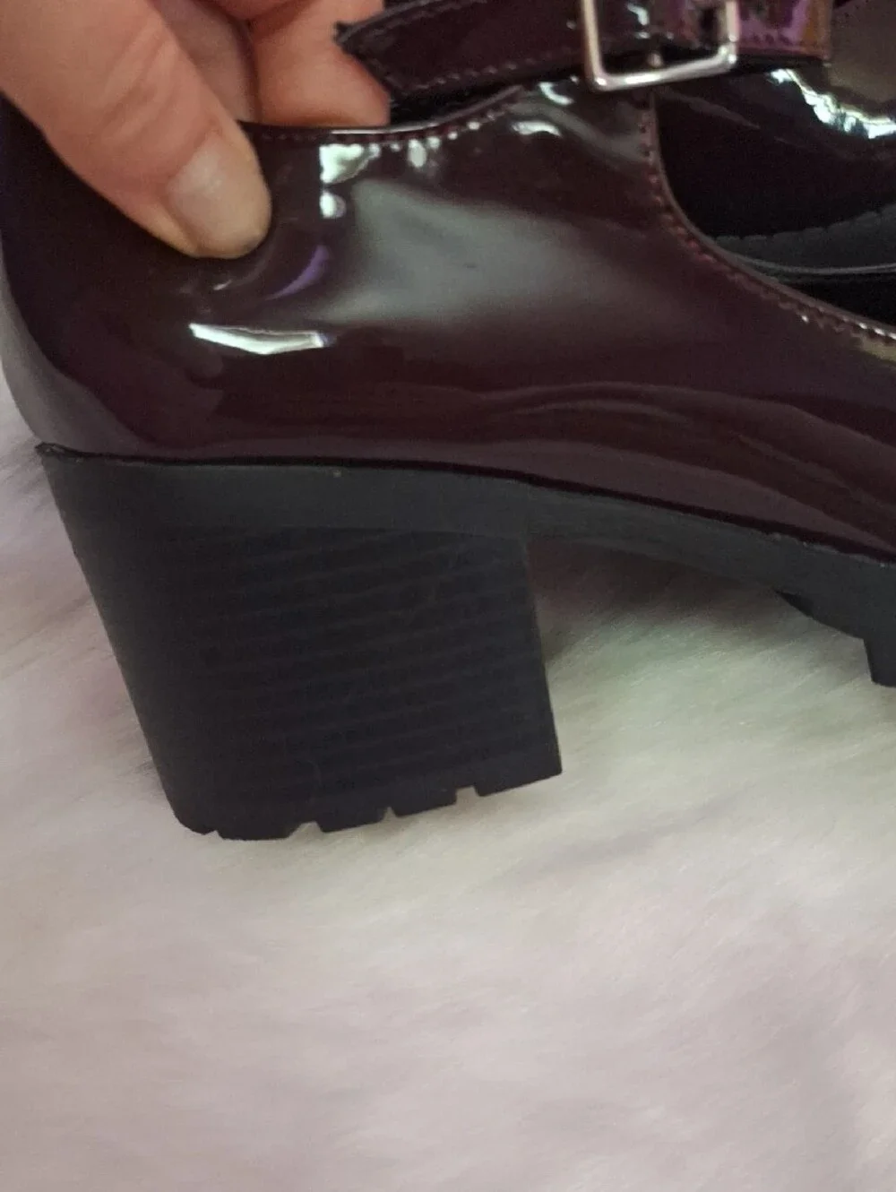 Women’s Mary Jane Block Heel Pumps in Deep Burgundy